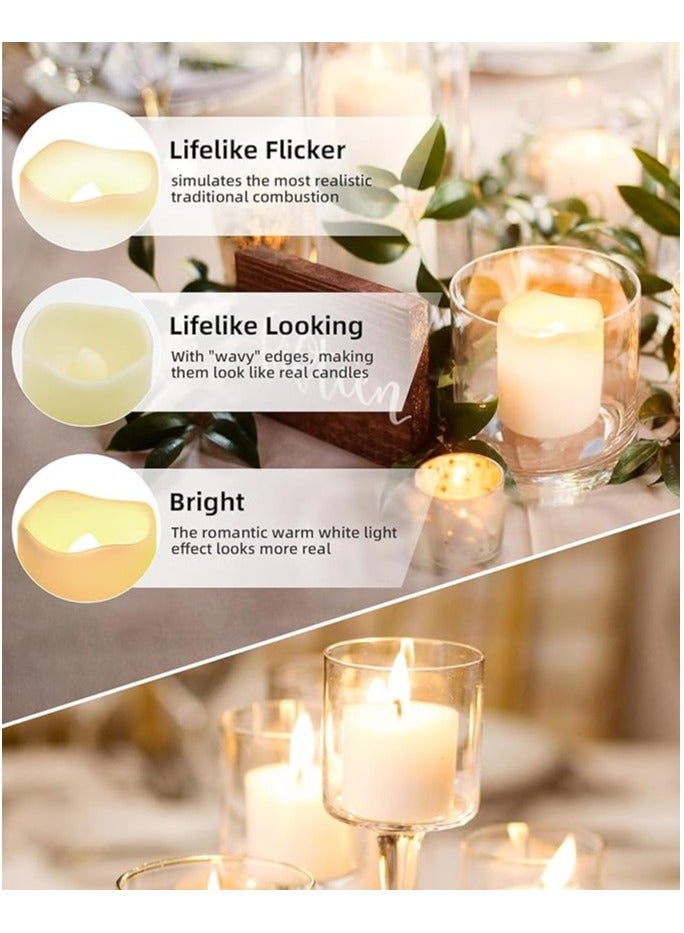 SHYMERY Flameless Votive Candles,Flameless Flickering Electric Fake Candle,24 Pack 200+Hour Battery Operated LED Tea Lights in Warm White for Wedding, Table, Halloween,Christmas Decorations 1.5"X1.7" - Image 2