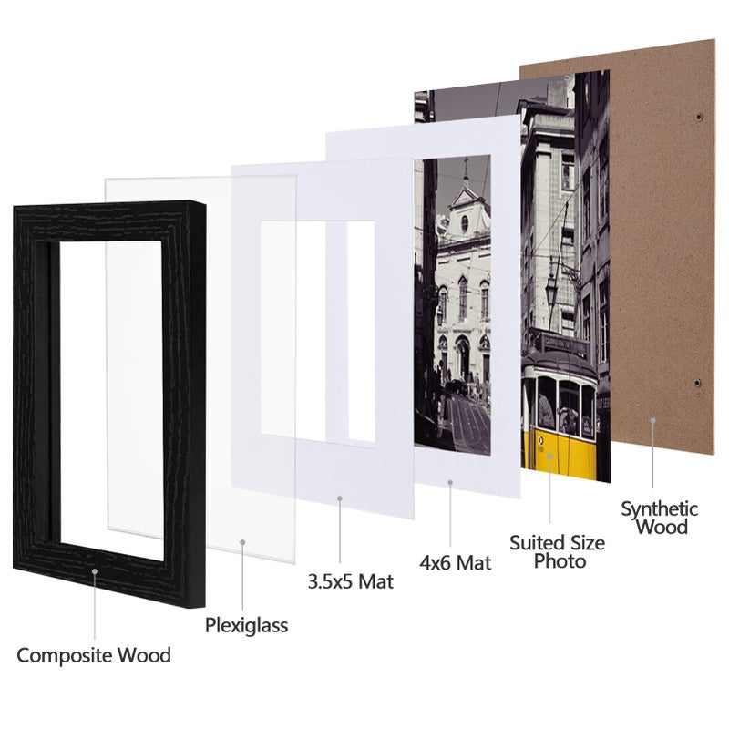 eletecpro 5x7 Picture Frames Set of 10  Display 4x6 or 3.5x5 Photo Frame with Mat or 5x7 without Mat  Wall Gallery Photo Frames  Table Top Display or Wall Mounting (Black  5x7) - Image 3