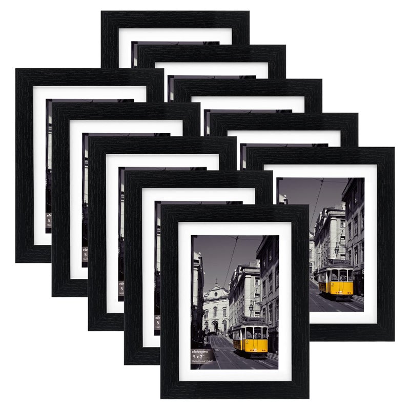 eletecpro 5x7 Picture Frames Set of 10  Display 4x6 or 3.5x5 Photo Frame with Mat or 5x7 without Mat  Wall Gallery Photo Frames  Table Top Display or Wall Mounting (Black  5x7) - Image 2