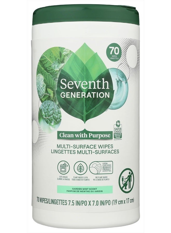 Seventh Generation Multi-Surface Wipes, Garden Mint Scented, 70 Count - Image 1