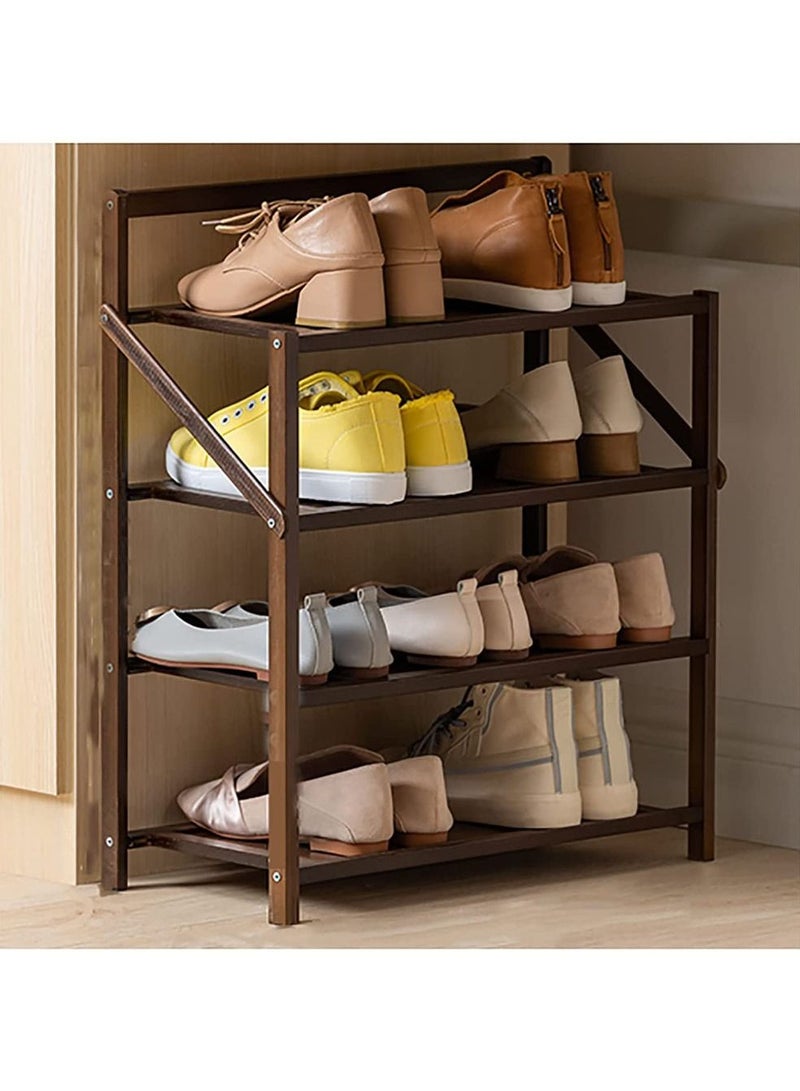 FFD Wooden Shoe Rack 4 Tier Foldable Bamboo Shoes Cabinet Free Standing Flower Stand - Image 2