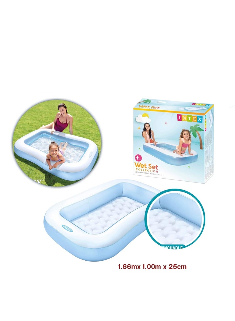 INTEX Rectangular Inflatable Foldable Portable Lightweight Swimming Pool 166x100x25cm