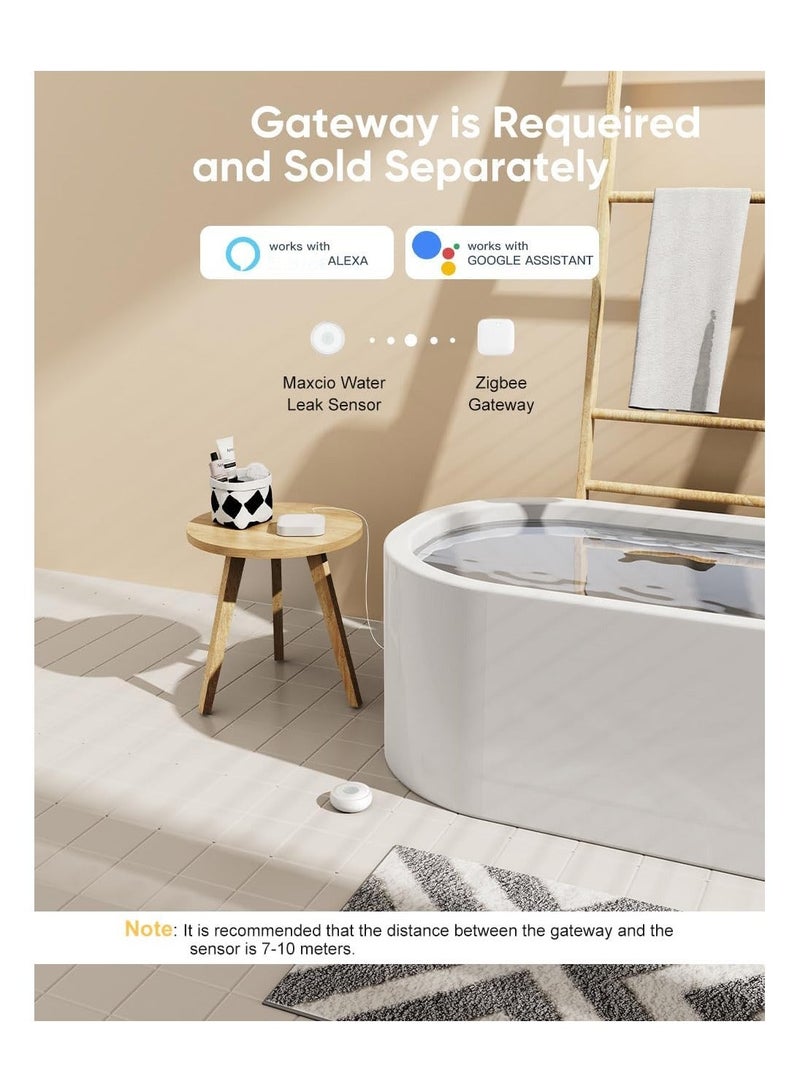 Water Leak Sensor, Water Sensor, Wireless Water Leak Detector with App Notifications, Flood Detection for Smart Home, Water Alarm for Kitchen Bathroom Basement, Requires Zigbee Gateway/Hub  - Image 5