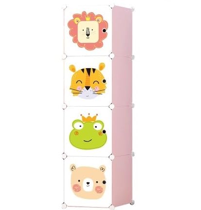 KRISHYAM KRISHYAM Plastic Portable Closet Wardrobe Cube for Hanging Clothes Modular Cabinet for Space Saving Ideal Storage Organizer Cube for Books Toys Towels 4 Box Pink  - Image 4