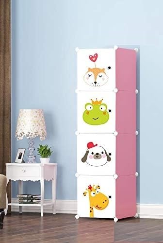 KRISHYAM KRISHYAM Plastic Portable Closet Wardrobe Cube for Hanging Clothes Modular Cabinet for Space Saving Ideal Storage Organizer Cube for Books Toys Towels 4 Box Pink  - Image 3