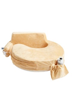 My Brest Friend Super Deluxe Nursing Pillow For Breastfeeding And Bottlefeeding With Lumbar Support  Feeding Pillow With Convenient Pocket And Removable SliPiecesover  Platinum- Gold  - Image 1