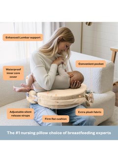 My Brest Friend Super Deluxe Nursing Pillow For Breastfeeding And Bottlefeeding With Lumbar Support  Feeding Pillow With Convenient Pocket And Removable SliPiecesover  Platinum- Gold  - Image 2