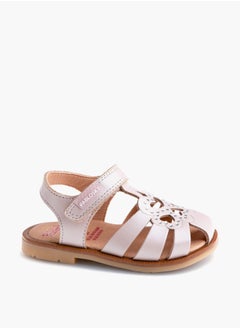 Pablosky Girls' Embellished Cutout Detail Sandals with Hook and Loop Closure  - Image 1
