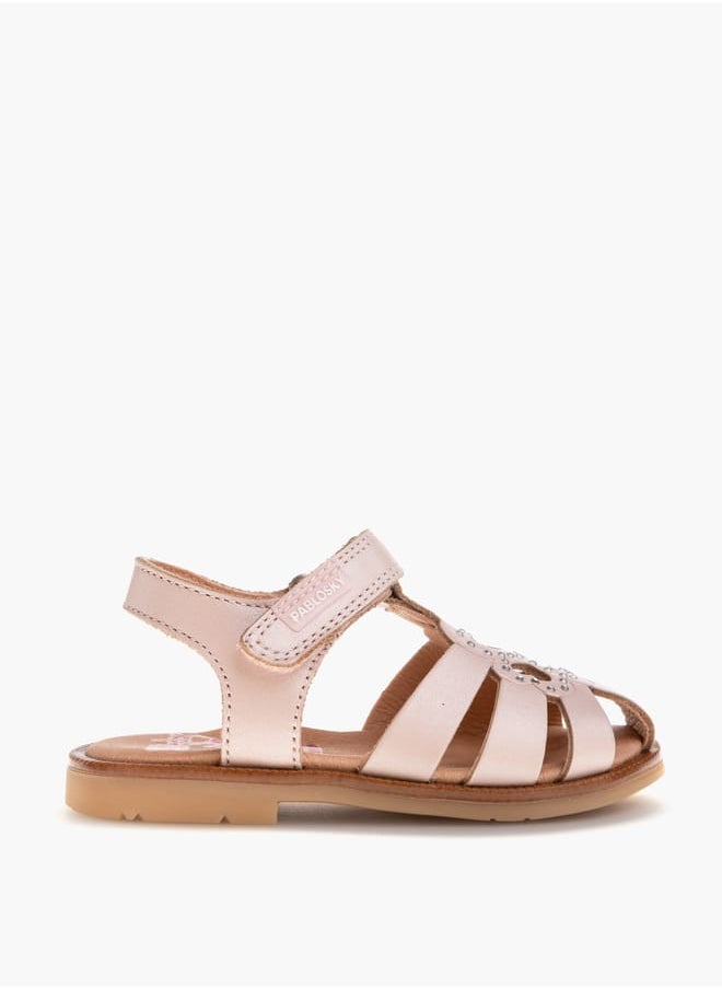 Pablosky - Girls' Embellished Cutout Detail Sandals with Hook and Loop Closure - Image 1