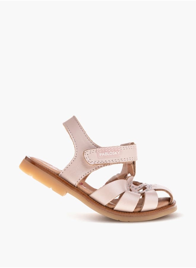 Pablosky - Girls' Embellished Cutout Detail Sandals with Hook and Loop Closure - Image 1