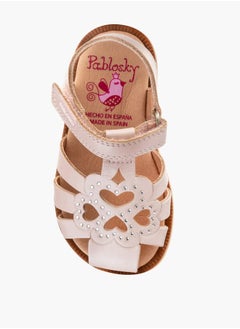 Pablosky Girls' Embellished Cutout Detail Sandals with Hook and Loop Closure  - Image 4