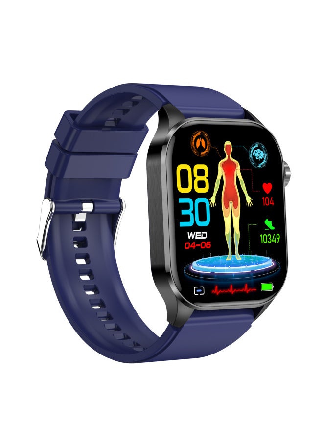 Generic - 2024 Model Et580 Smart Watch Bluetooth Call Ecg Non-invasive Sugar Oxygen Heart Rate Monitor Amoled Digital Computer-Color:Silicone Blue - Image 1