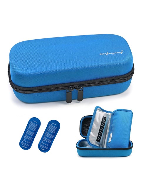 2-Piece Ice Pack Insulin Cooler Travel Carrying Case for Diabetic Medication Organizer Insulated Cooling Bag