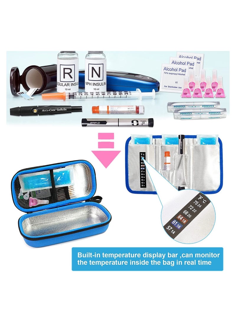 2-Piece Ice Pack Insulin Cooler Travel Carrying Case for Diabetic Medication Organizer Insulated Cooling Bag