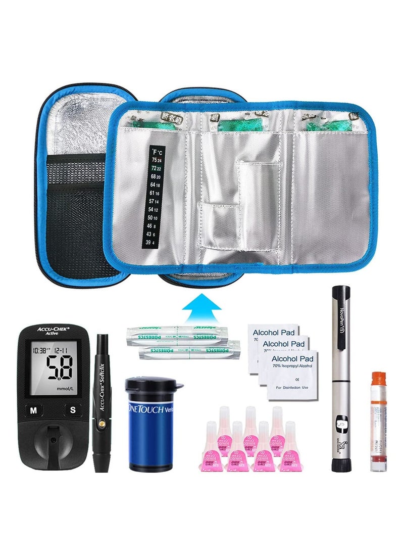 2-Piece Ice Pack Insulin Cooler Travel Carrying Case for Diabetic Medication Organizer Insulated Cooling Bag