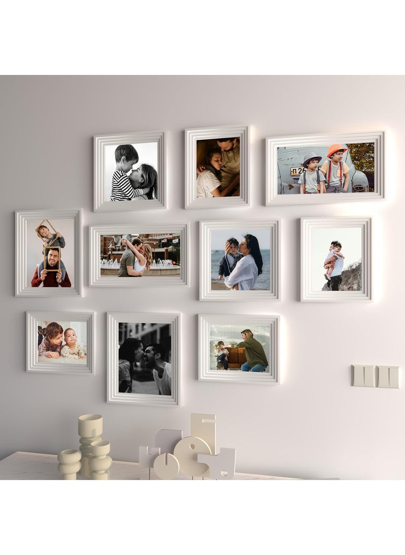 Art Street Art Street Set of 10 Allure Premium 3D Photo Frame for Living Room, Home Decoration & Office Décor, Wooden Collage Wall Picture Frame (White, 6x8, 6x10, 8x8, 8x10 Inches)  - Image 3