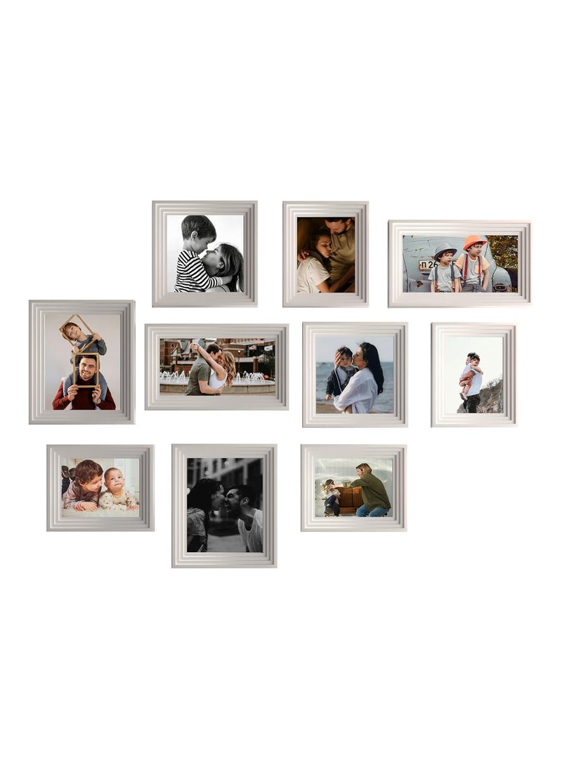Art Street Art Street Set of 10 Allure Premium 3D Photo Frame for Living Room, Home Decoration & Office Décor, Wooden Collage Wall Picture Frame (White, 6x8, 6x10, 8x8, 8x10 Inches)  - Image 2