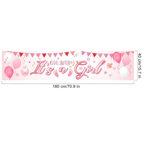 Blulu Its a Girl Banner Baby Shower Decorations Welcome Home Horizontal Pink Large Fabric It is a Banner Backdrop Background Shower Yard Sign Party Photo Booth Decorations 71 x 157 Inches - Image 5