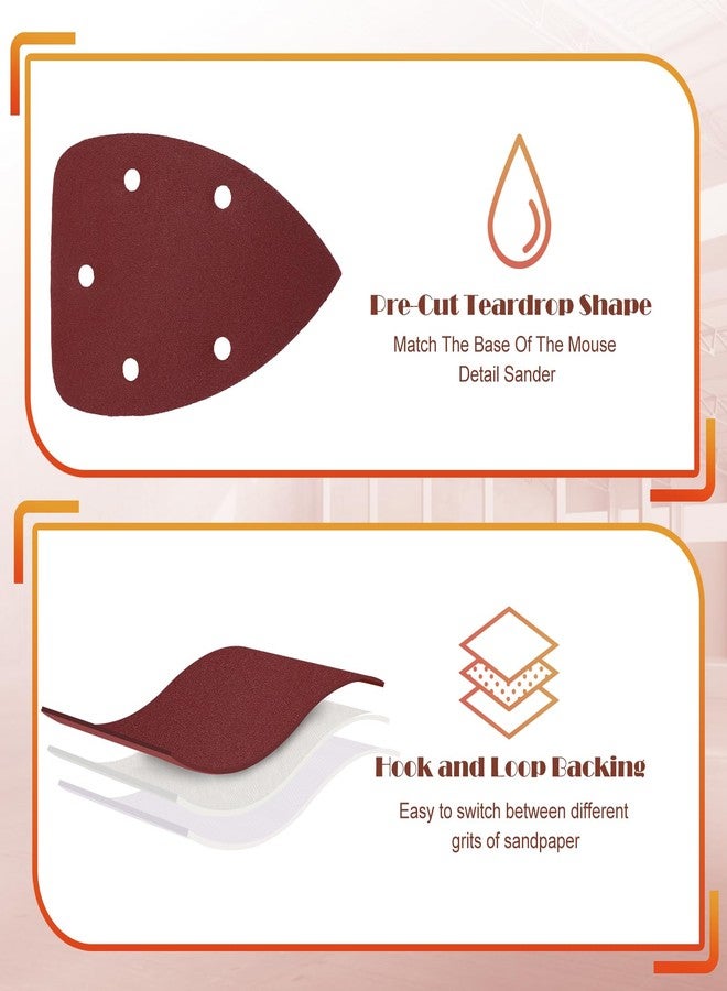 Jamiikury 240 Girt Mouse Sander Sandpaper, 5 Hole Detail Sander Sandpaper Palm Sander Paper Mouse Sanding Pads Hook and Loop Sanding Sheets - Pack of 20 - Image 3
