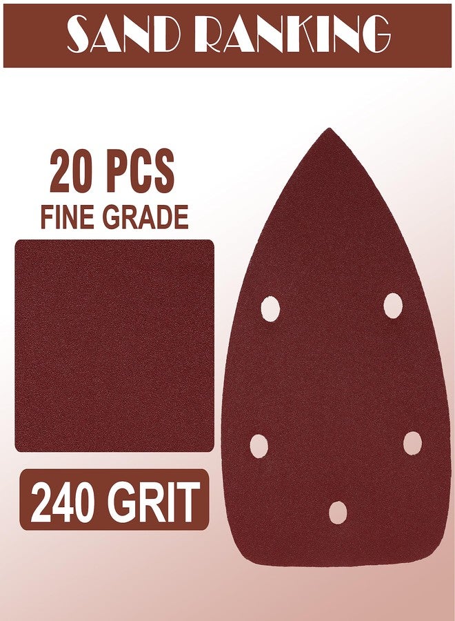 Jamiikury 240 Girt Mouse Sander Sandpaper, 5 Hole Detail Sander Sandpaper Palm Sander Paper Mouse Sanding Pads Hook and Loop Sanding Sheets - Pack of 20 - Image 2