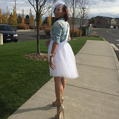 WDPL Wedding Planning Women's A Line Short Knee Length Tutu Tulle Prom Party Skirt Medium White - Image 4