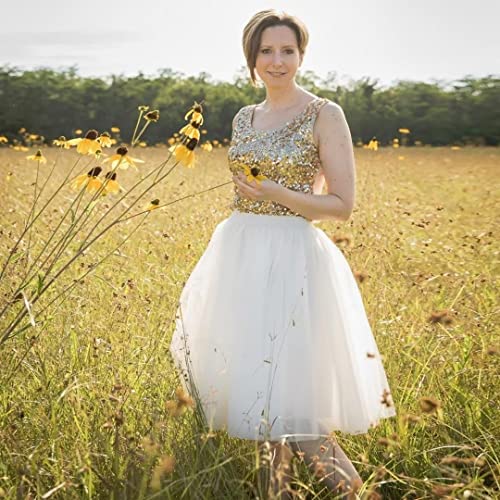 WDPL Wedding Planning Women's A Line Short Knee Length Tutu Tulle Prom Party Skirt Medium White - Image 3