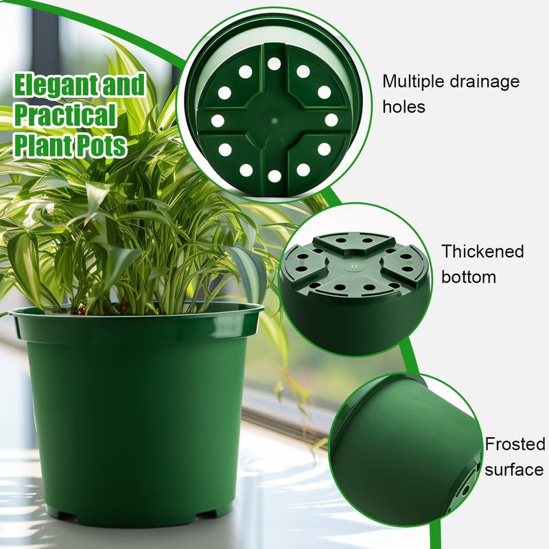 RooTrimmer 3 Gallon Plastic Nursery Pots, 10 Inch Round Plant Pots with Drainage Holes, 10 Pack Planting Pot for Outdoor Indoor Plants, Gardening Gifts for Women, Green - Image 4
