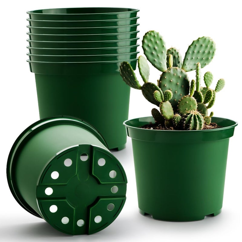 RooTrimmer 3 Gallon Plastic Nursery Pots, 10 Inch Round Plant Pots with Drainage Holes, 10 Pack Planting Pot for Outdoor Indoor Plants, Gardening Gifts for Women, Green - Image 1