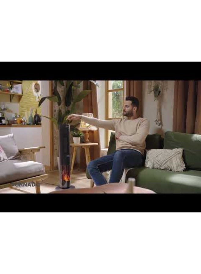 تورنيدو دفاية تورنادو كهربائية سيراميك، قوة 2000 واط، تغطية 16 متر، مع ريموت كنترول، شاشة ديجيتال، لون أسود - موديل TPH-2000DF - Image 5