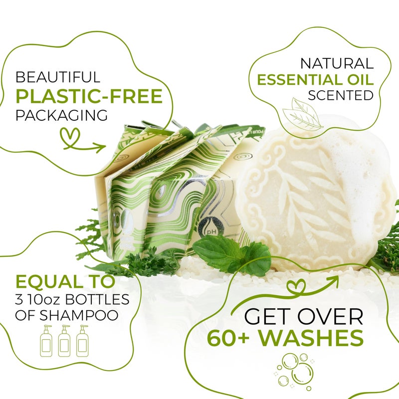 Viori Tea Tree Mint Essential Oil Shampoo Bar Made with Rice Water - Handcrafted All Natural Shampoo Bars - Sulfate Free - Image 4