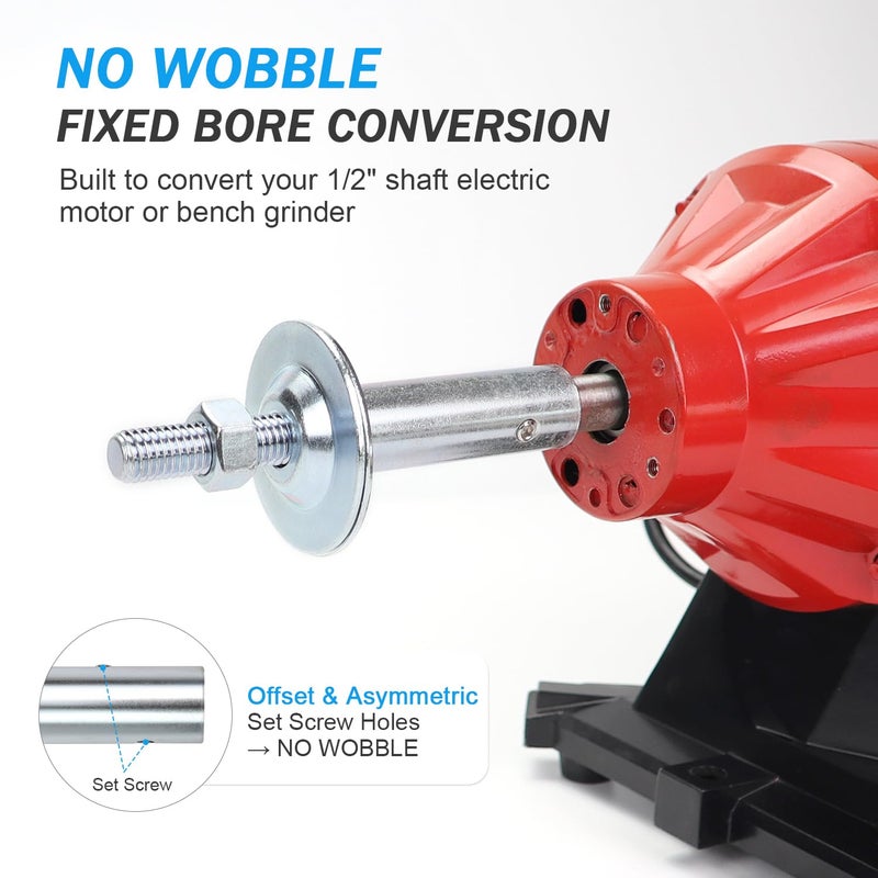BLSGBUIDING 1/2" Fixed Bore Shaft Arbor Extension - Longer Version No Wobble for Buffing Grinding Wheels/For Bench Grinder - Right 1 Pack (Steel) - Image 3