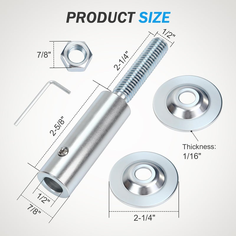 BLSGBUIDING 1/2" Fixed Bore Shaft Arbor Extension - Longer Version No Wobble for Buffing Grinding Wheels/For Bench Grinder - Right 1 Pack (Steel) - Image 2