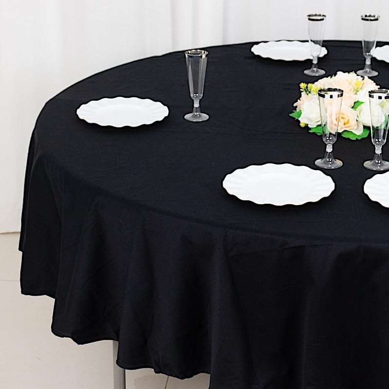 BalsaCircle 90Inch Black Premium Round Cotton Tablecloth Table Linens Wedding Party Events Decorations Kitchen Dining - Image 5