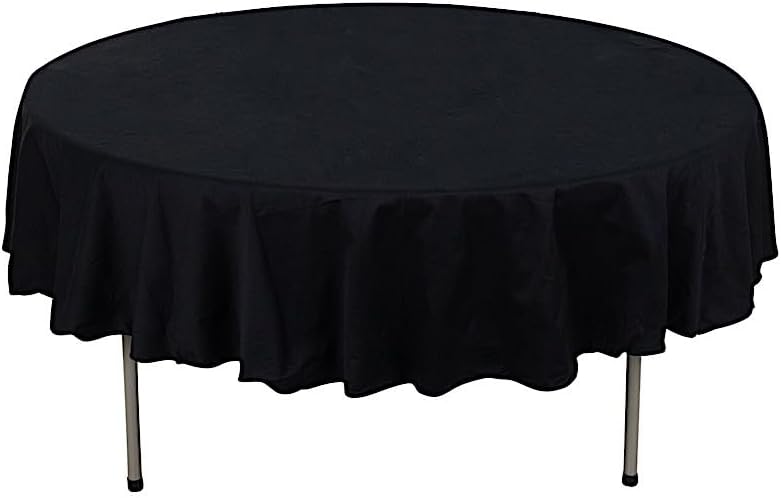 BalsaCircle 90Inch Black Premium Round Cotton Tablecloth Table Linens Wedding Party Events Decorations Kitchen Dining - Image 1