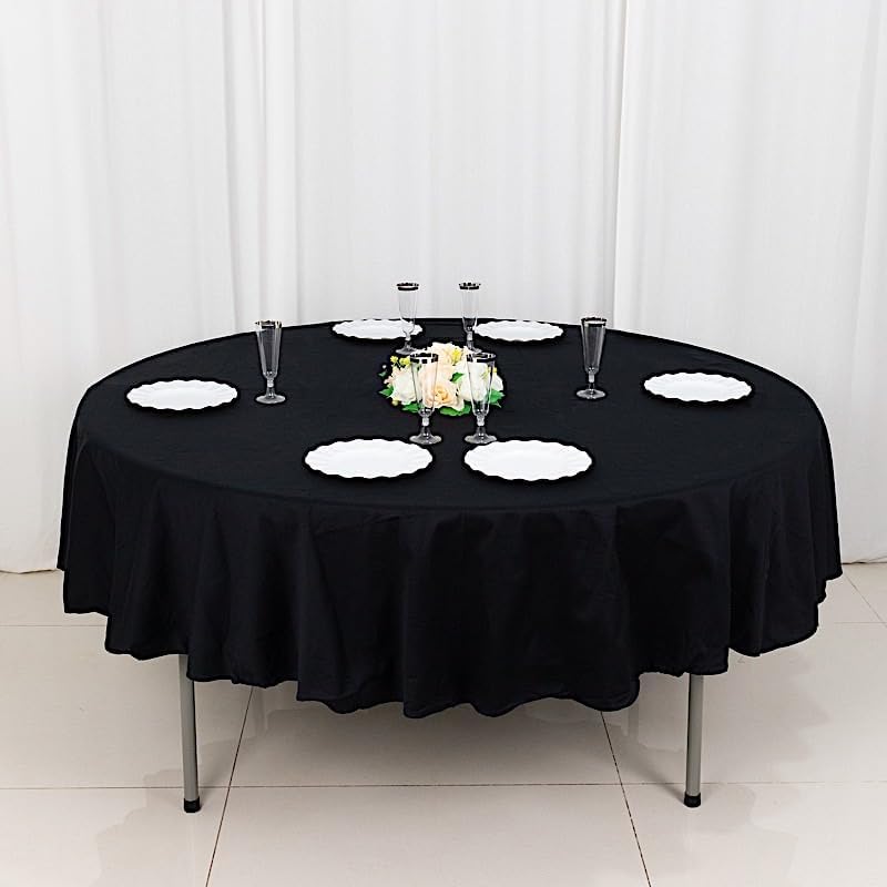 BalsaCircle 90Inch Black Premium Round Cotton Tablecloth Table Linens Wedding Party Events Decorations Kitchen Dining - Image 3
