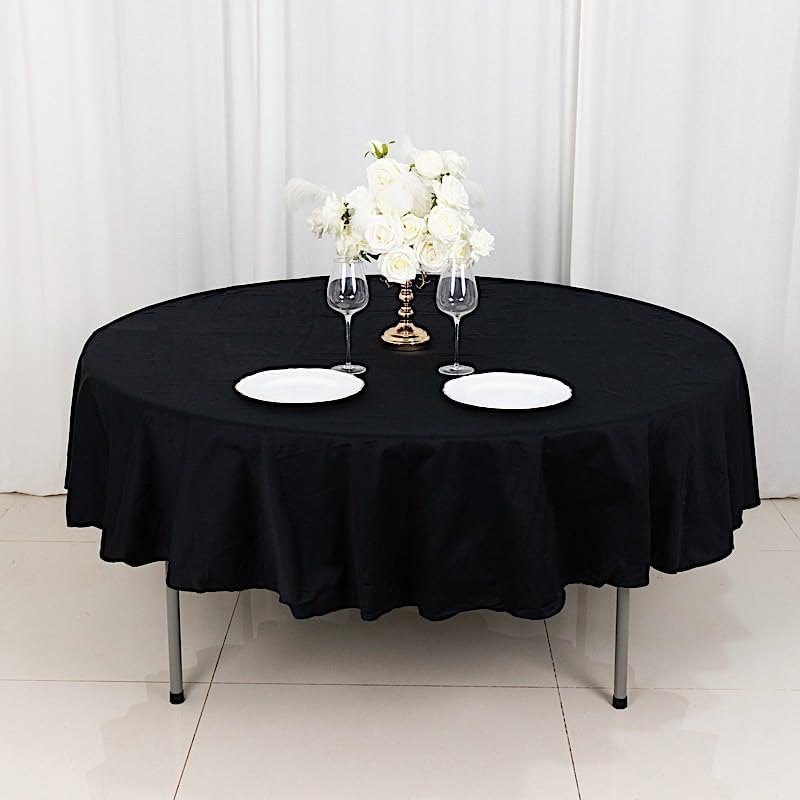 BalsaCircle 90Inch Black Premium Round Cotton Tablecloth Table Linens Wedding Party Events Decorations Kitchen Dining - Image 2