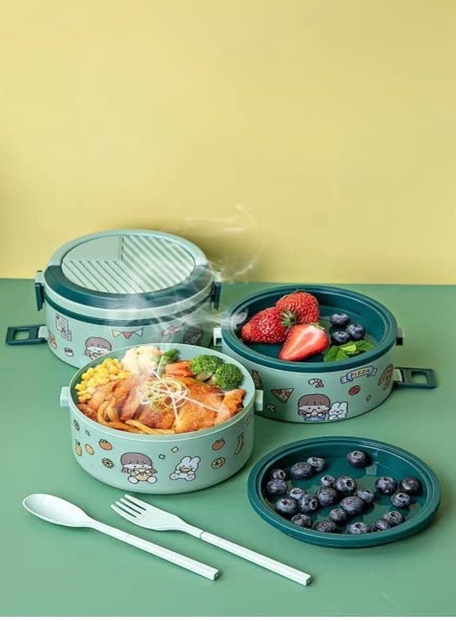 Cyrox 3 Layer Round Lunch Box for Kids | Plastic Lunch Box for Kids, Lunch Boxes for Office Men & Women 3 Layer (1pcs) (3 Layer) - Image 2