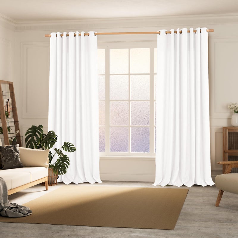 BGment الستائر البيضاء النقية نقية 84 بوصة طويلة لغرفة المعيشة ستائر الكتان الكتان الخيش الخزان مصححة سميكة ترشيح الخلاصة الستائر النافذة الستائر لغرفة النوم 2 لوحات 52 × 84 بوصة - Image 2