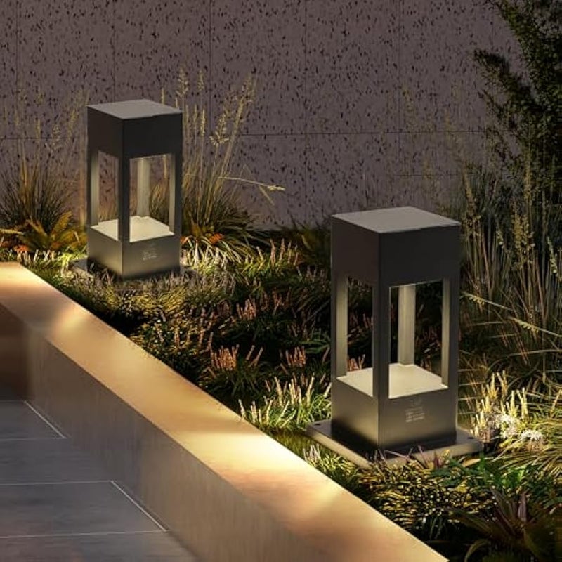 V.nice Outdoor Square Bollard Lights IP65 Waterproof Aluminum Garden Pathway Lights with GU10 Socket, 11.81/23.62/31.50in Options, Max 40W, for Yard Patio Driveway (Bulbs Not Included) - Image 4