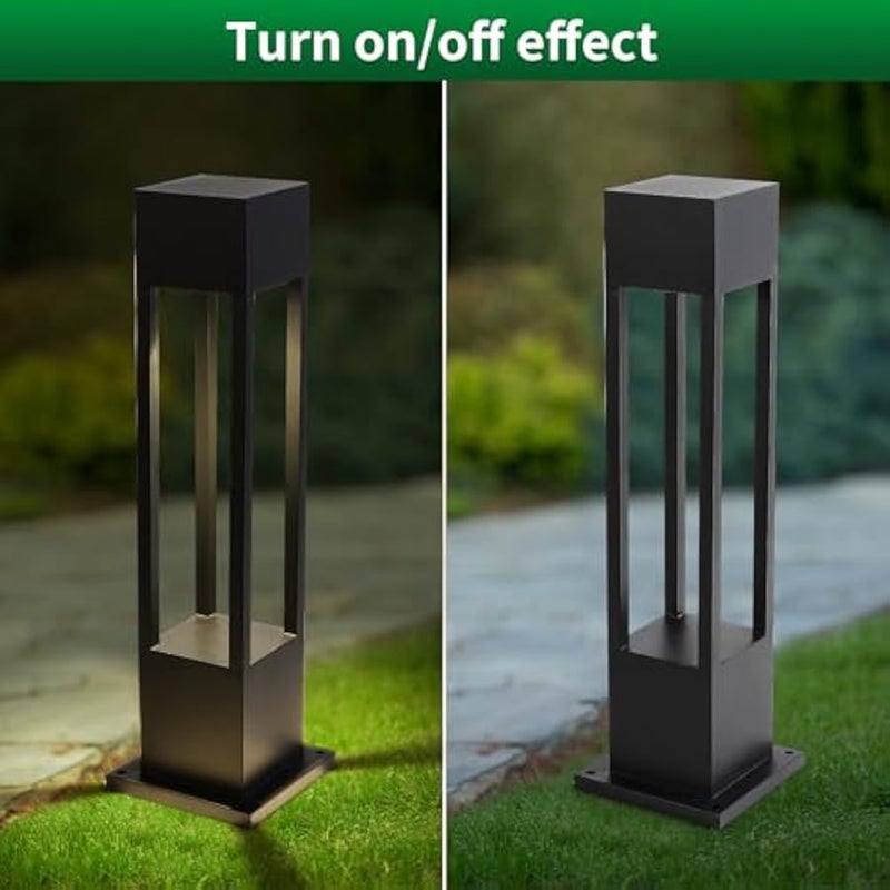 V.nice Outdoor Square Bollard Lights IP65 Waterproof Aluminum Garden Pathway Lights with GU10 Socket, 11.81/23.62/31.50in Options, Max 40W, for Yard Patio Driveway (Bulbs Not Included) - Image 5