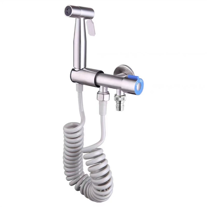 Handheld Bidet Sprayer: 4-Piece Silver Set, 304 Stainless Steel Rust-resistant, Dual Soft/Jet Function - Eco-friendly Toilet Paper Saving, Wall-mounted for Bathroom Use - Image 1