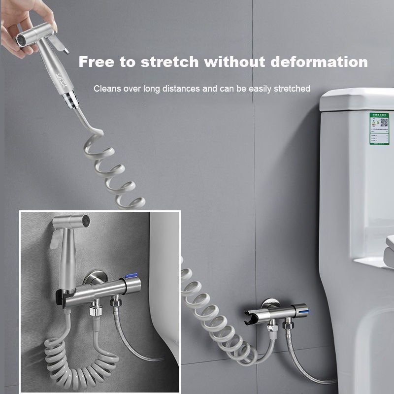 Handheld Bidet Sprayer: 4-Piece Silver Set, 304 Stainless Steel Rust-resistant, Dual Soft/Jet Function - Eco-friendly Toilet Paper Saving, Wall-mounted for Bathroom Use - Image 2