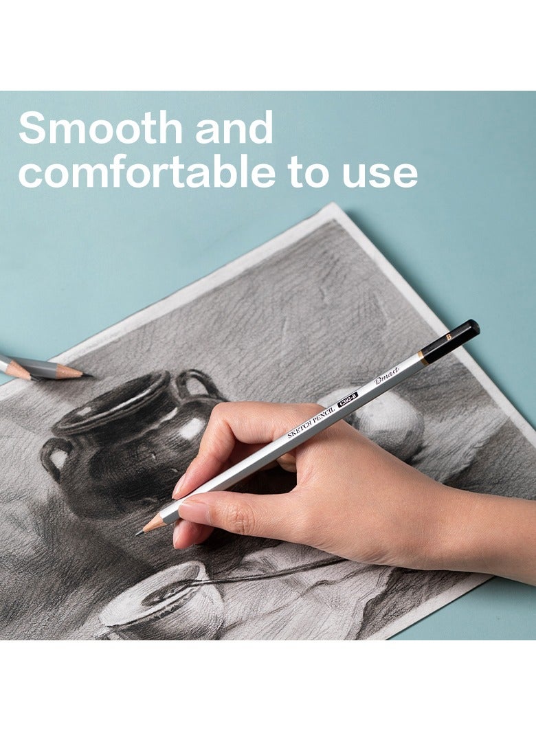 Dmast Deli EC391 Sketch Pencil Set 12pcs (2H-8B) Black - ideal for professional sketching and drawing - Image 2