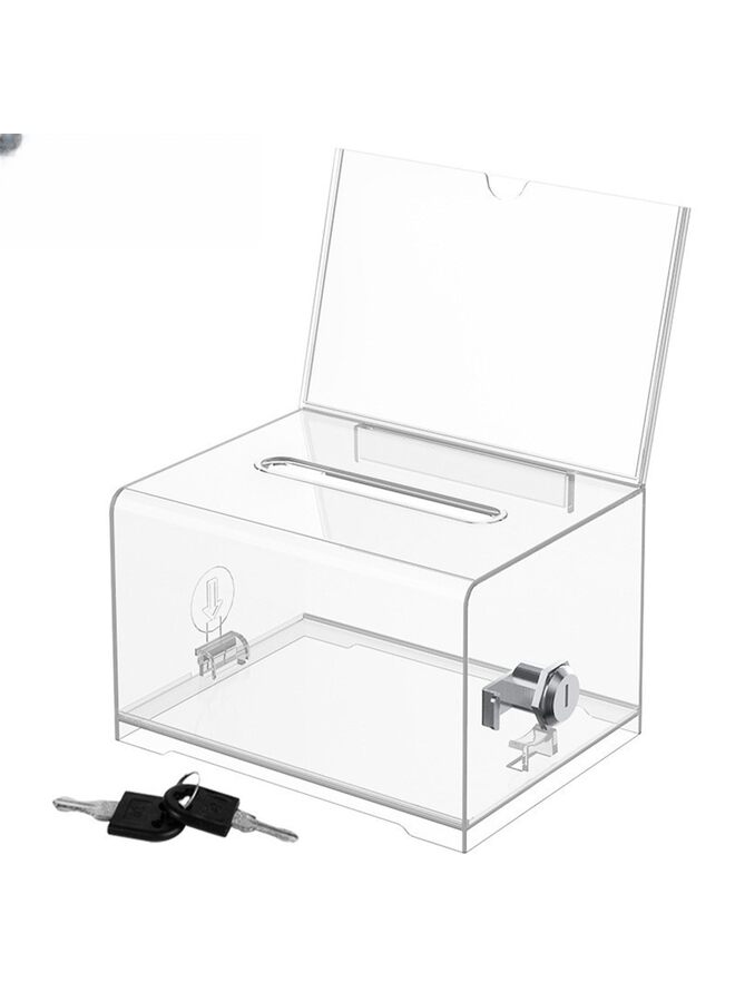 1 Pack Acrylic Donation Box with Lock,Ballot Box with Sign Holder,Suggestion Box Storage Container for Voting, Raffle Box,Tip Jar(CLEAR) - Image 1