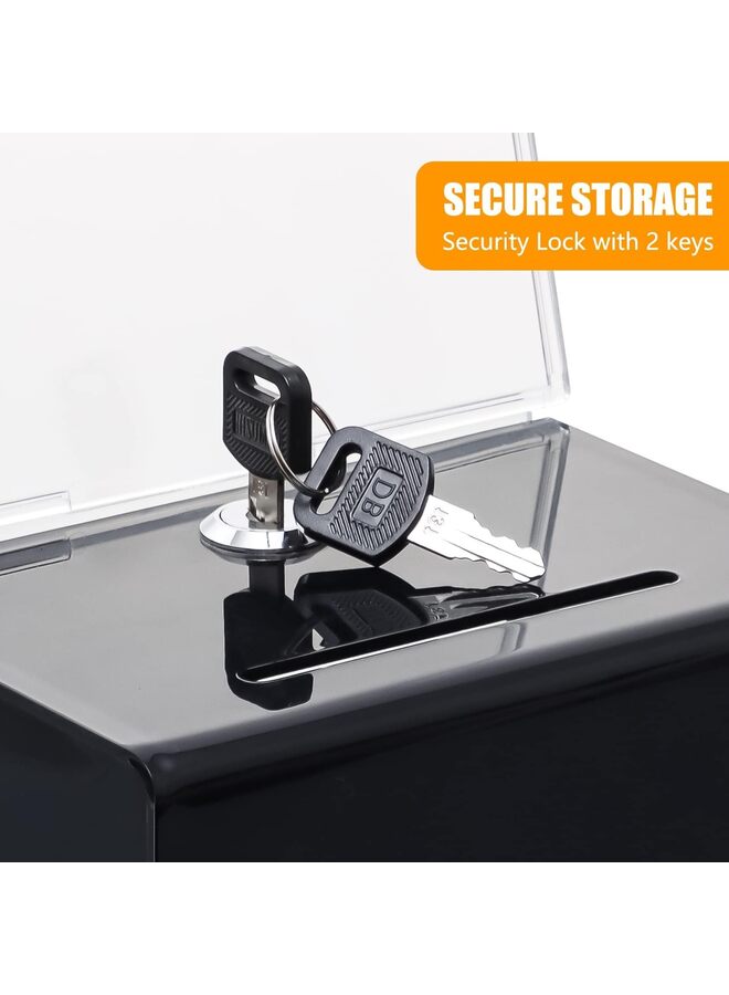 1 Pack Acrylic Donation Box with Lock,Ballot Box with Sign Holder,Suggestion Box Storage Container for Voting, Raffle Box,Tip Jar(CLEAR) - Image 2