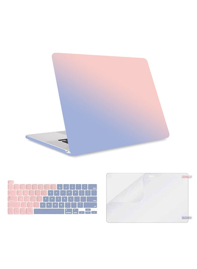 O Ozone Matte Case For MacBook Pro 13 inch M2 2022-2016 A2338 M1 A2251 A2289 A2159 A1989 A1708 A1706 Casel and Keyboard Skin and Screen Protector - Gradient Pink and Blue  - Image 1