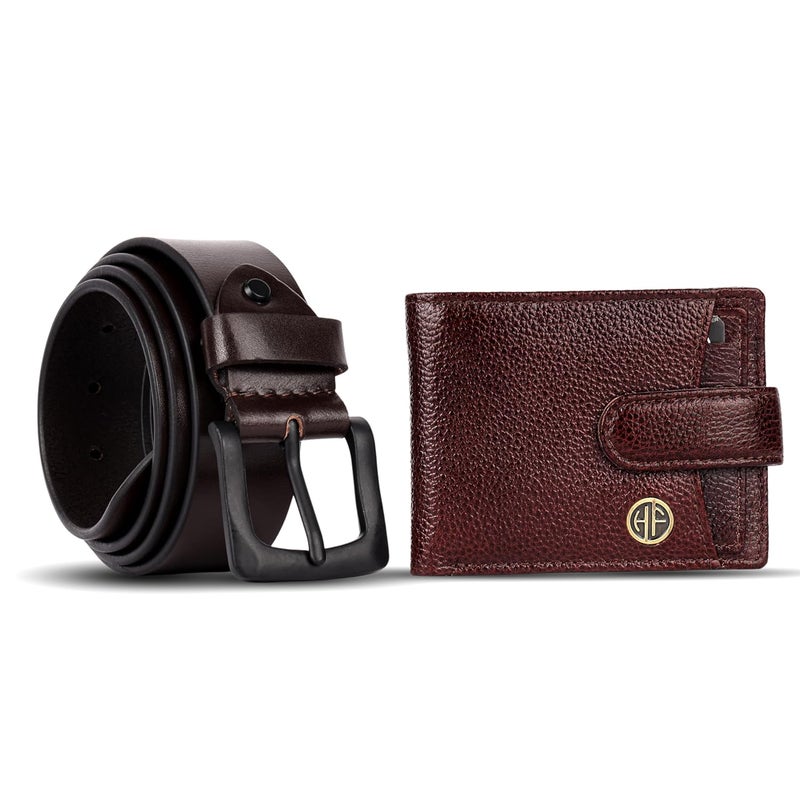 HAMMONDS FLYCATCHER Gift for Men Combo - Genuine Leather Wallet and Belt Combo Box - Leather Belt- Birthday Special & Unique Gift Ideas for Husband, Boyfriend, Teachers, Father - Deep Brown - Image 2