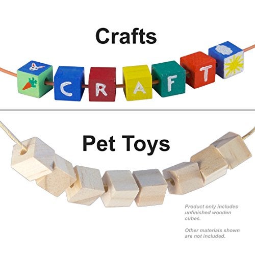 STEM Inventions 1/2" Wood Cubes with Holes - 100 Pack - Unfinished Solid Wood Beads for DIY Craft and Building Projects - Image 4