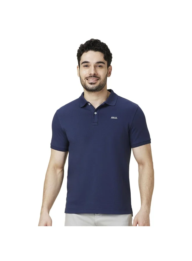 بيينغ هيومان Mens Navy Polo Collar Short Sleeve Polo T-Shirt