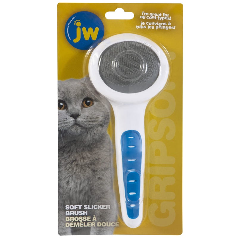 JW Petmate GripSoft Cat Brush, White & Blue, One Size - Image 4